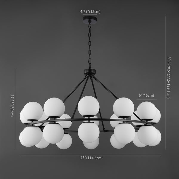 Safavieh Traycee Metal Round Chandelier XII23 Black / White Iron / Glass CTL1053A