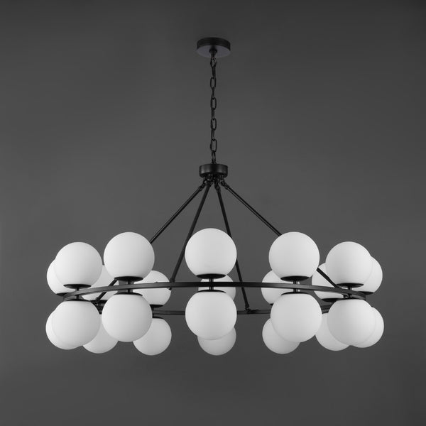 Safavieh Traycee Metal Round Chandelier XII23 Black / White Iron / Glass CTL1053A