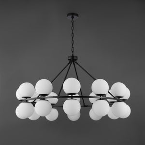 Safavieh Traycee Metal Round Chandelier XII23 Black / White Iron / Glass CTL1053A