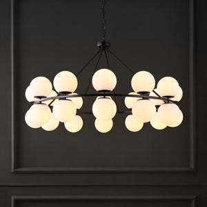 Safavieh Traycee Metal Round Chandelier XII23 Black / White Iron / Glass CTL1053A