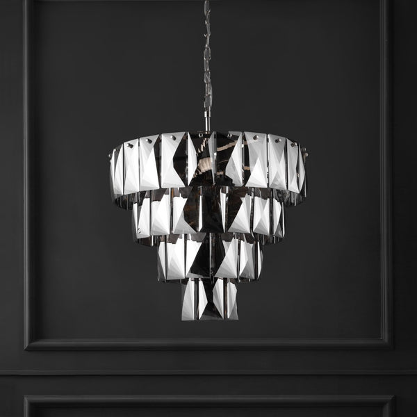 Safavieh Jaylee Crystal 4 Tier Chandelier Nickel / Dark Grey Iron / Crystal CTL1055A