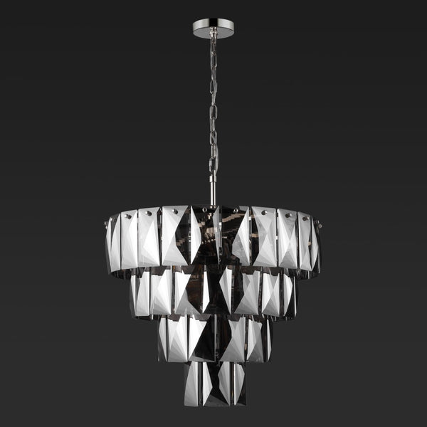 Safavieh Jaylee Crystal 4 Tier Chandelier Nickel / Dark Grey Iron / Crystal CTL1055A