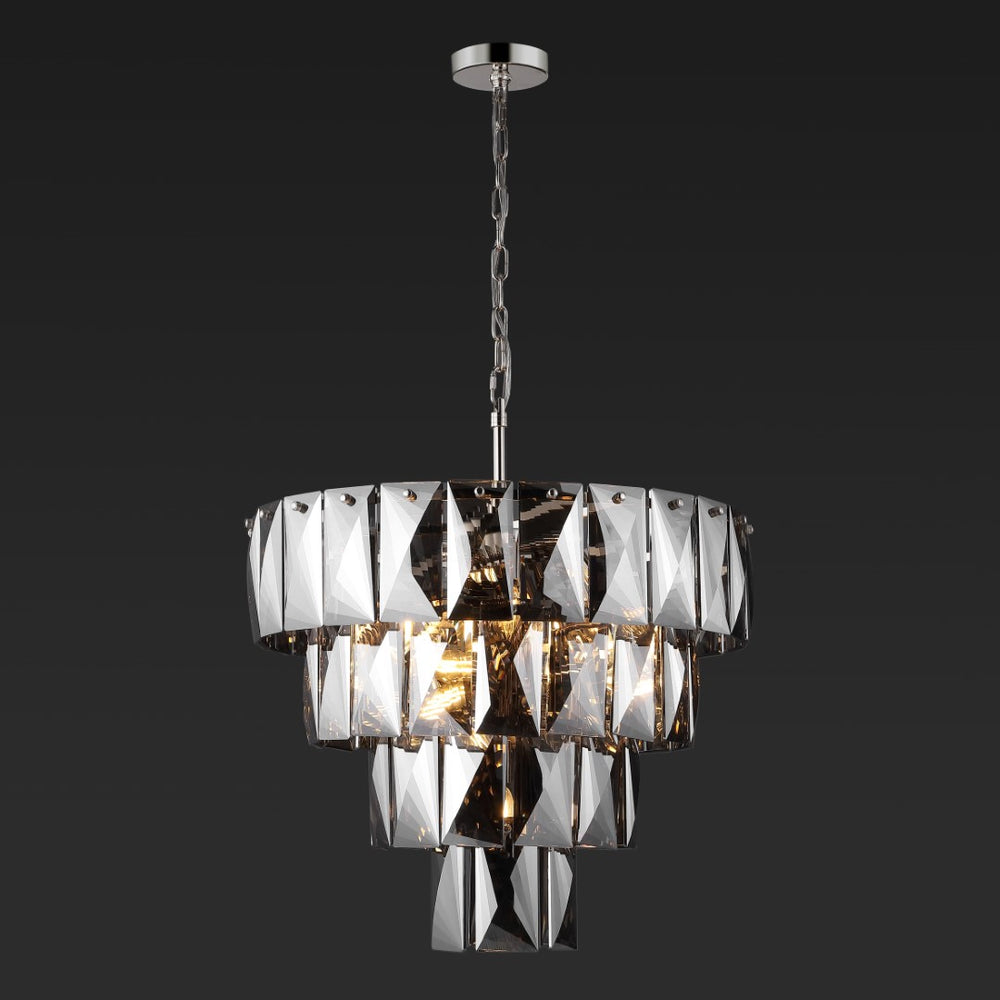 Safavieh Jaylee Crystal 4 Tier Chandelier Nickel / Dark Grey Iron / Crystal CTL1055A