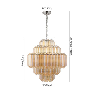 Safavieh ADALINE Chandelier - Elegant Tiered Glass Design in Polished Nickel, Perfect for Modern Interiors CTL1056A