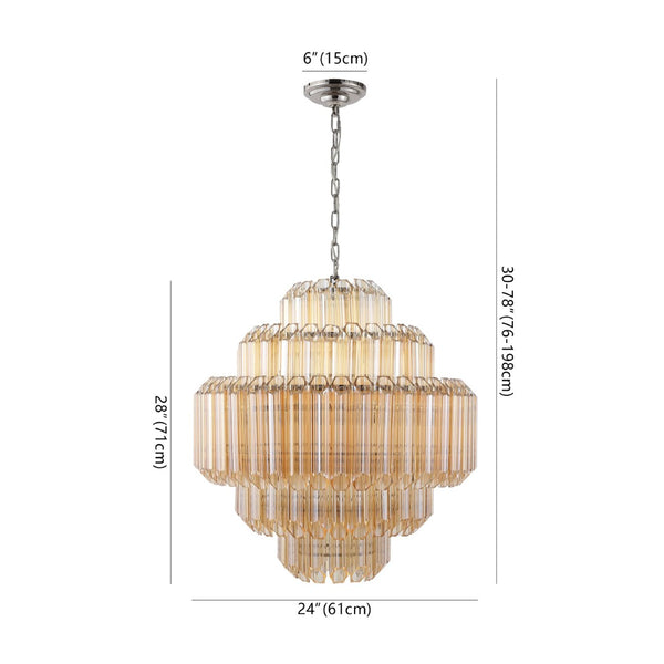 Safavieh ADALINE Chandelier - Elegant Tiered Glass Design in Polished Nickel, Perfect for Modern Interiors CTL1056A