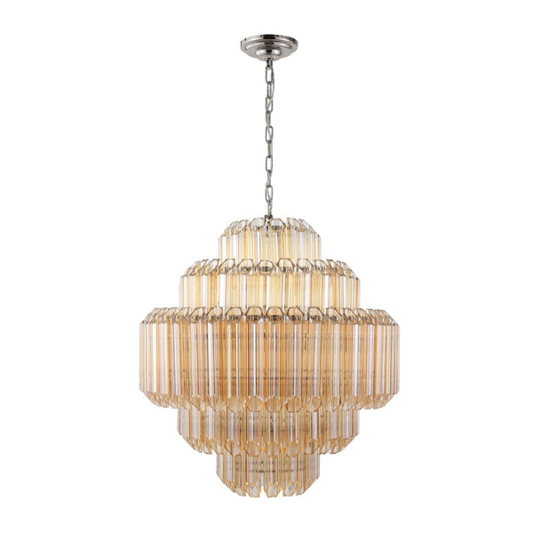 Safavieh ADALINE Chandelier - Elegant Tiered Glass Design in Polished Nickel, Perfect for Modern Interiors CTL1056A