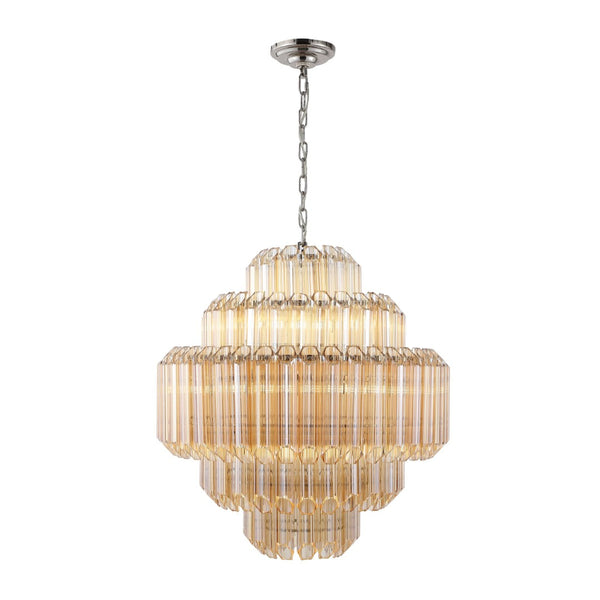 Safavieh ADALINE Chandelier - Elegant Tiered Glass Design in Polished Nickel, Perfect for Modern Interiors CTL1056A