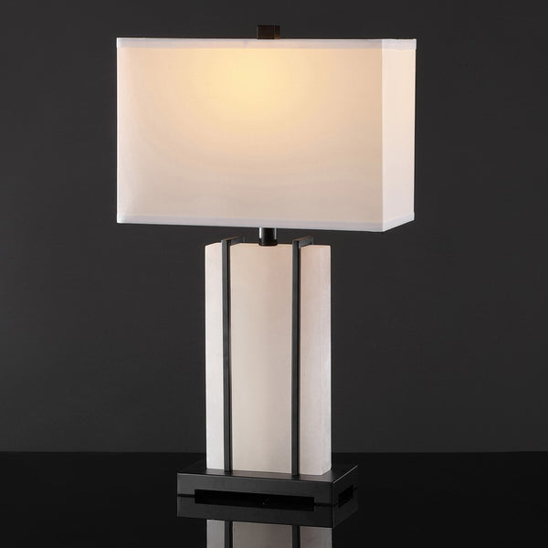 Safavieh Fantasia Alabaster Table Lamp XII23 Black / White Iron / Alabaster CTL1061A