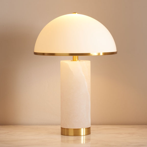 Safavieh IZABEL Chic Alabaster Table Lamp with Gold Accents - Retro-Glam Design for Stylish Interiors CTL1063A
