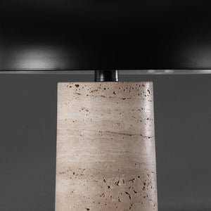 Safavieh GIACOMO Travertine Table Lamp - Mid-Century Modern Design with Black Shade & Dimmer for Any Space CTL1065A