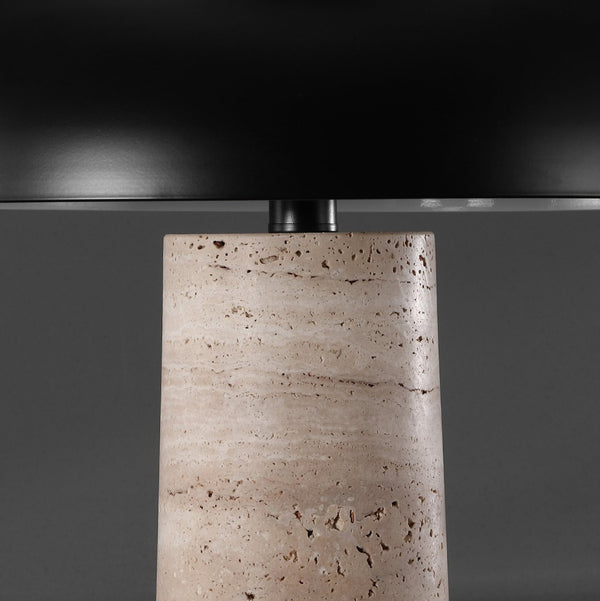 Safavieh GIACOMO Travertine Table Lamp - Mid-Century Modern Design with Black Shade & Dimmer for Any Space CTL1065A