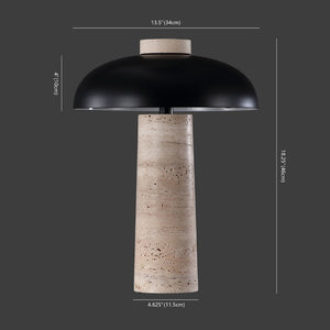 Safavieh GIACOMO Travertine Table Lamp - Mid-Century Modern Design with Black Shade & Dimmer for Any Space CTL1065A
