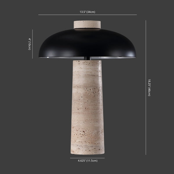 Safavieh GIACOMO Travertine Table Lamp - Mid-Century Modern Design with Black Shade & Dimmer for Any Space CTL1065A