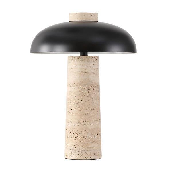 Safavieh GIACOMO Travertine Table Lamp - Mid-Century Modern Design with Black Shade & Dimmer for Any Space CTL1065A