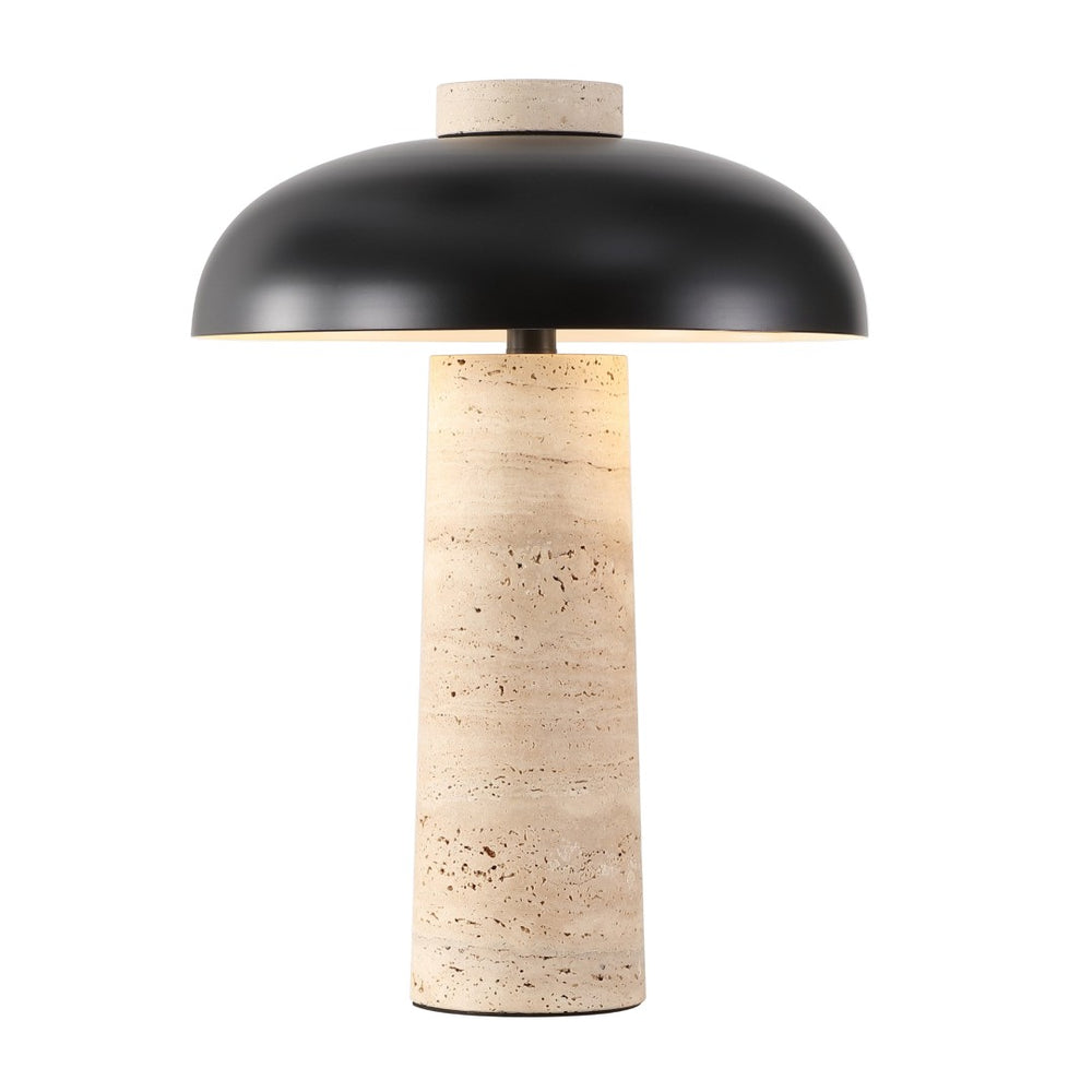 Safavieh GIACOMO Travertine Table Lamp - Mid-Century Modern Design with Black Shade & Dimmer for Any Space CTL1065A