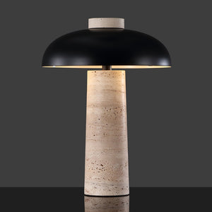Safavieh GIACOMO Travertine Table Lamp - Mid-Century Modern Design with Black Shade & Dimmer for Any Space CTL1065A