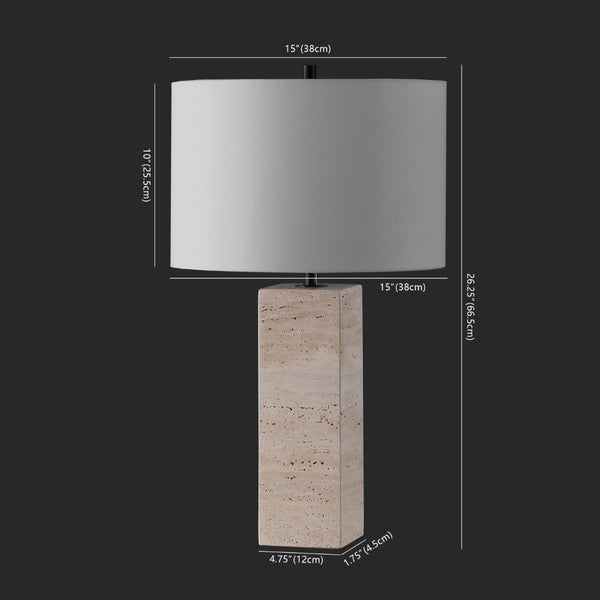 Safavieh KATEBRYN Travertine Table Lamp: Elegant Natural Stone Design with Adjustable Dimming & Chic Style CTL1066A