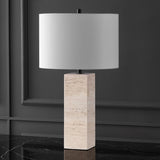 Safavieh Katebryn Travertine Table Lamp Travertine / Black 15 IN W x 15 IN D x 26.4 IN H