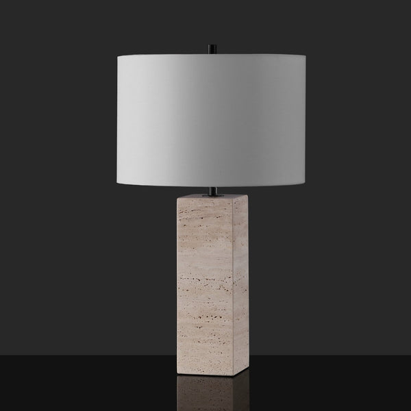 Safavieh KATEBRYN Travertine Table Lamp: Elegant Natural Stone Design with Adjustable Dimming & Chic Style CTL1066A