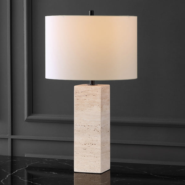 Safavieh Katebryn Travertine Table Lamp Travertine / Black 15 IN W x 15 IN D x 26.4 IN H