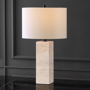 Safavieh KATEBRYN Travertine Table Lamp: Elegant Natural Stone Design with Adjustable Dimming & Chic Style CTL1066A