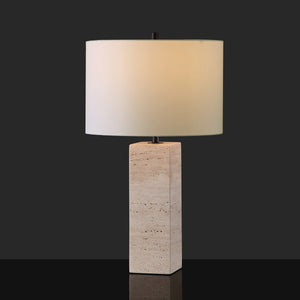 Safavieh Katebryn Travertine Table Lamp Travertine / Black 15 IN W x 15 IN D x 26.4 IN H