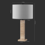 Safavieh Hannabeth Travertine Table Lamp Travertine / Black 15 IN W x 15 IN D x 27.3 IN H