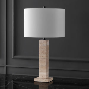 Safavieh Hannabeth Travertine Table Lamp Travertine / Black 15 IN W x 15 IN D x 27.3 IN H