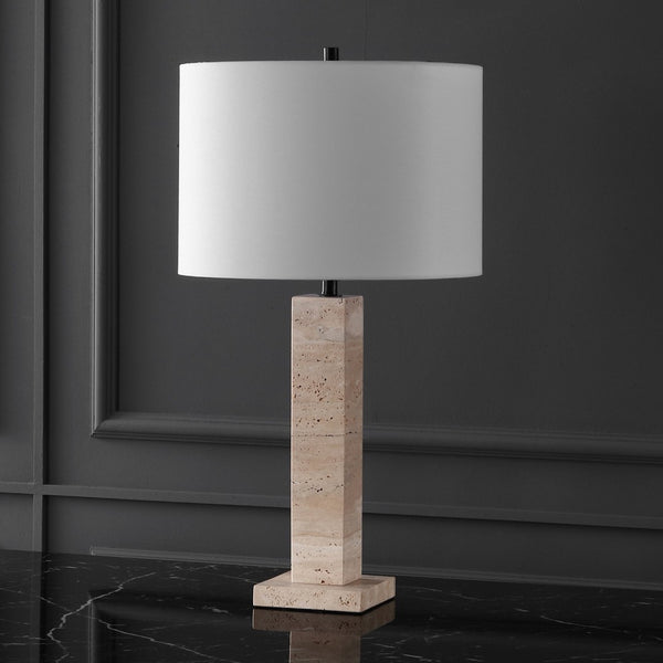 Safavieh HANNABETH Travertine Table Lamp – Elegant Natural Stone Design with Dimming Feature for Any Room CTL1067A