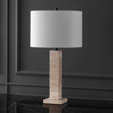 Safavieh Hannabeth Travertine Table Lamp Travertine / Black 15 IN W x 15 IN D x 27.3 IN H