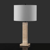 Safavieh Hannabeth Travertine Table Lamp Travertine / Black 15 IN W x 15 IN D x 27.3 IN H