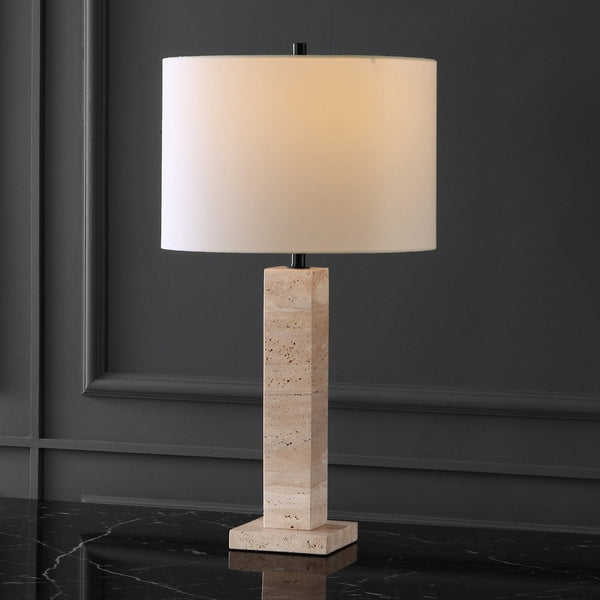 Safavieh HANNABETH Travertine Table Lamp – Elegant Natural Stone Design with Dimming Feature for Any Room CTL1067A