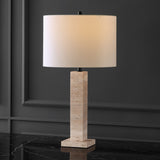 Safavieh Hannabeth Travertine Table Lamp Travertine / Black 15 IN W x 15 IN D x 27.3 IN H