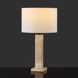 Safavieh Hannabeth Travertine Table Lamp Travertine / Black 15 IN W x 15 IN D x 27.3 IN H