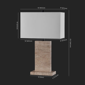 Safavieh Jennabriana Travertine Table Lamp Travertine / Black 16 IN W x 8 IN D x 25.5 IN H