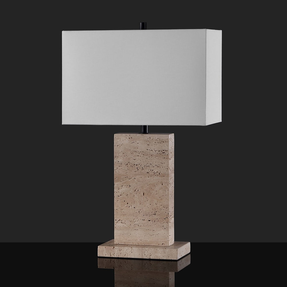 Safavieh Jennabriana Travertine Table Lamp Travertine / Black 16 IN W x 8 IN D x 25.5 IN H