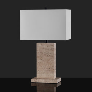 Safavieh Jennabriana Travertine Table Lamp Travertine / Black 16 IN W x 8 IN D x 25.5 IN H