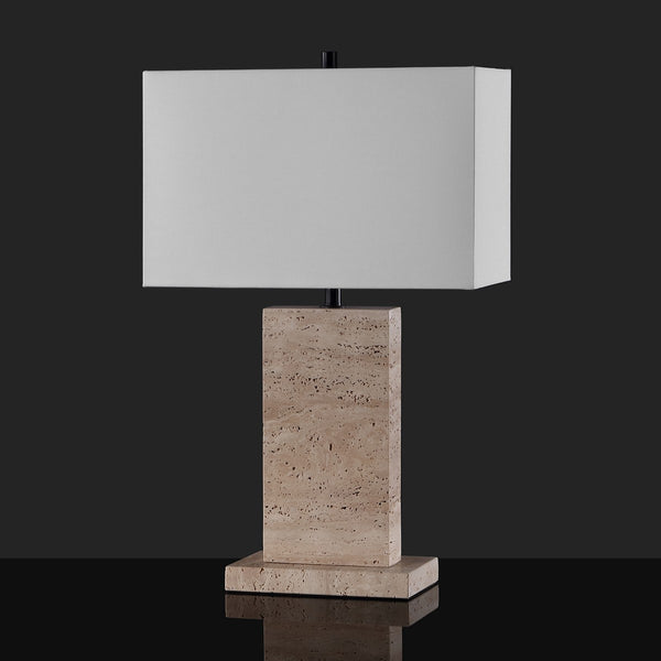 Safavieh Jennabriana Travertine Table Lamp Travertine / Black 16 IN W x 8 IN D x 25.5 IN H