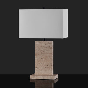 Safavieh JENNABRIANA Sculptural Travertine Table Lamp with Dimmer - Modern Elegance for Any Room Decor CTL1068A