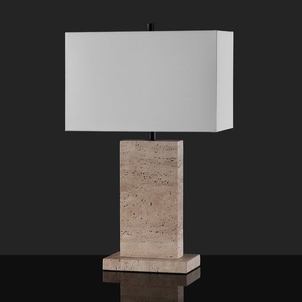 Safavieh JENNABRIANA Sculptural Travertine Table Lamp with Dimmer - Modern Elegance for Any Room Decor CTL1068A
