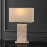 Safavieh Jennabriana Travertine Table Lamp Travertine / Black 16 IN W x 8 IN D x 25.5 IN H