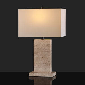 Safavieh JENNABRIANA Sculptural Travertine Table Lamp with Dimmer - Modern Elegance for Any Room Decor CTL1068A