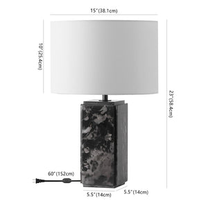 Safavieh ZAHRA Marble Tall Table Lamp - Elegant Black & White Design with Dimming Feature for Any Room CTL1071A
