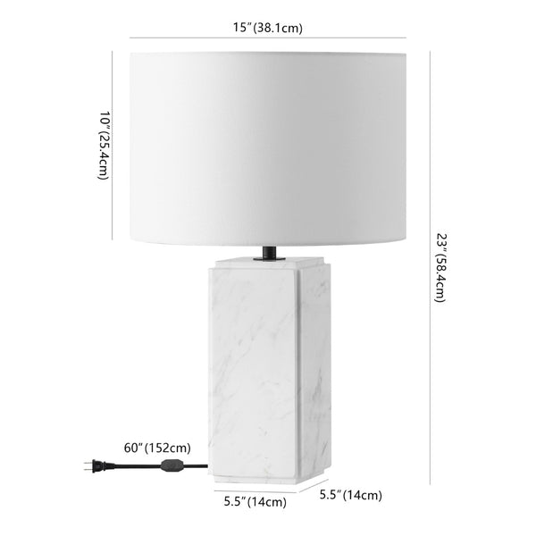 Safavieh ZAHRA Marble Tall Table Lamp - Elegant White Design with Italian Marble & Iron Base for Timeless Style CTL1071B