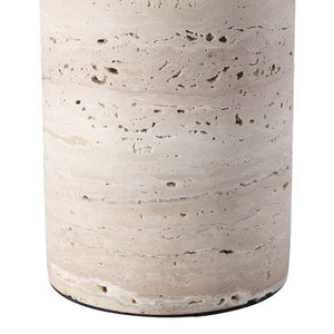Safavieh TYWIN Travertine Table Lamp – Elegant Iron Base with White Linen Shade & Dimming Functionality, 26.5” H CTL1072A