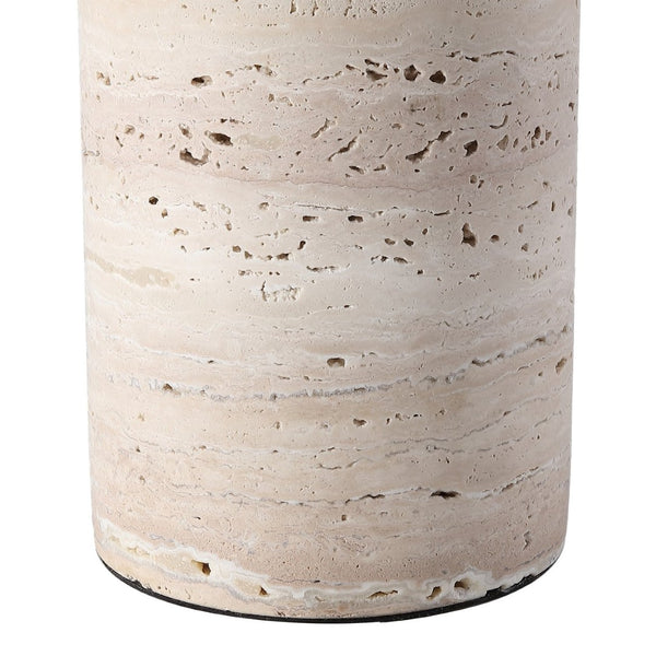 Safavieh TYWIN Travertine Table Lamp – Elegant Iron Base with White Linen Shade & Dimming Functionality, 26.5” H CTL1072A