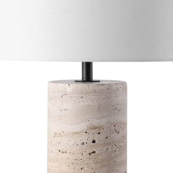 Safavieh RYNETTA Travertine Table Lamp - Unique Natural Design with Dimmer for Stylish Ambient Lighting Light Brown / White CTL1073A