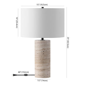 Safavieh RYNETTA Travertine Table Lamp - Unique Natural Design with Dimmer for Stylish Ambient Lighting Light Brown / White CTL1073A