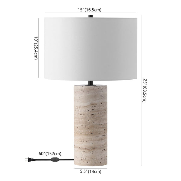 Safavieh RYNETTA Travertine Table Lamp - Unique Natural Design with Dimmer for Stylish Ambient Lighting Light Brown / White CTL1073A