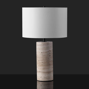 Safavieh RYNETTA Travertine Table Lamp - Unique Natural Design with Dimmer for Stylish Ambient Lighting Light Brown / White CTL1073A